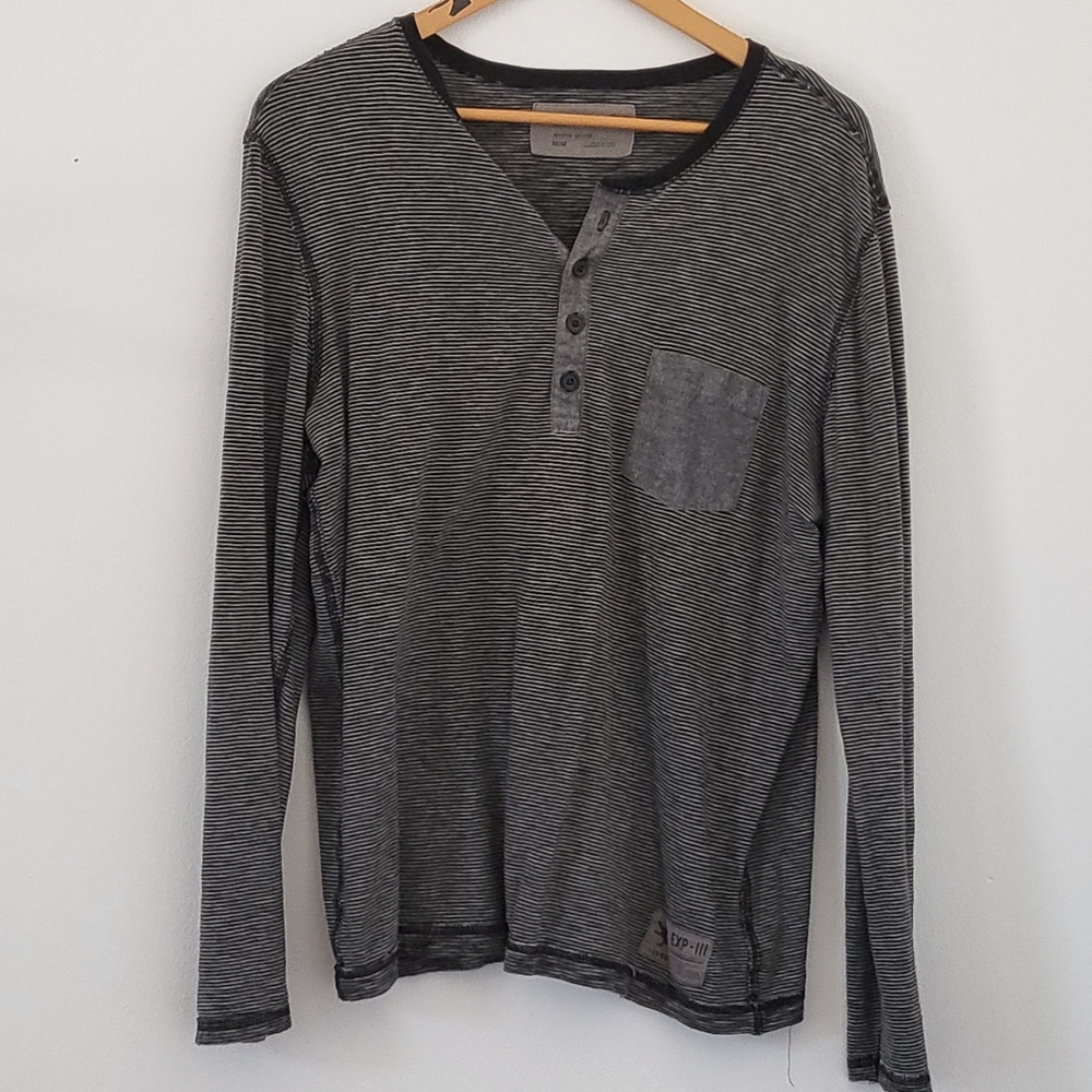 Express Black & gray henley long sleeve  M